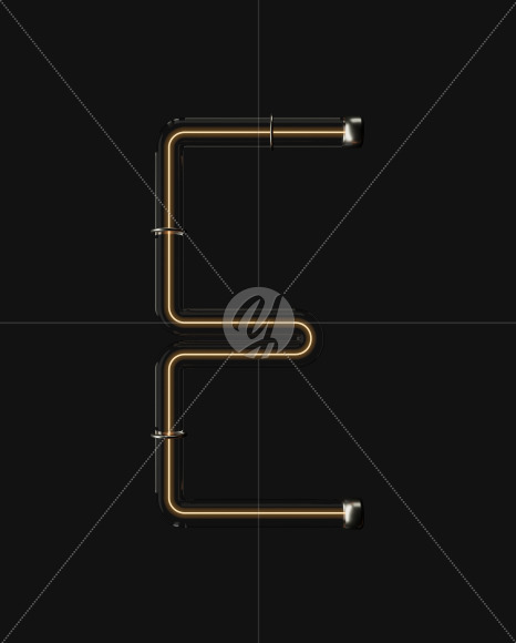 Letter E from Transparent tube light font on Yellow Images Creative Fonts - S65745