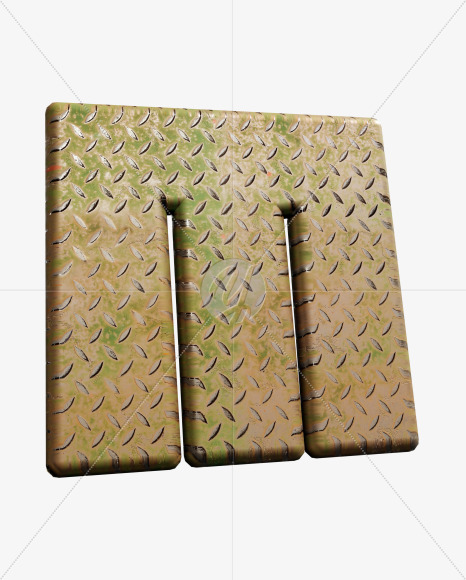 Letter M from Diamond metal plate Alphabet on Yellow Images Creative Fonts - S65832