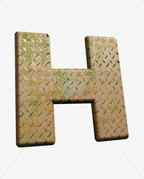 Letter H from Diamond metal plate Alphabet on Yellow Images Creative Fonts - S65827