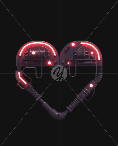 Heart from Neon Cyber Toy font on Yellow Images Creative Fonts - S66310