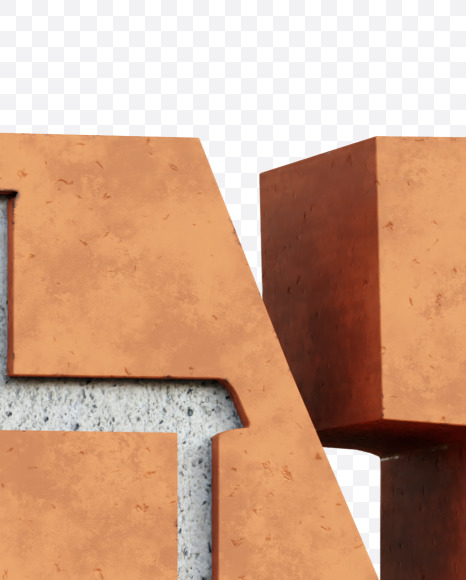 Letter N from Red Brick Alphabet on Yellow Images Creative Fonts - S66951