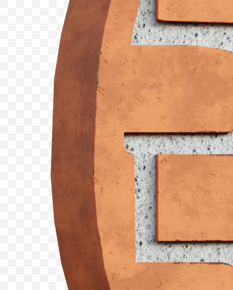 Letter O from Red Brick Alphabet on Yellow Images Creative Fonts - S66952