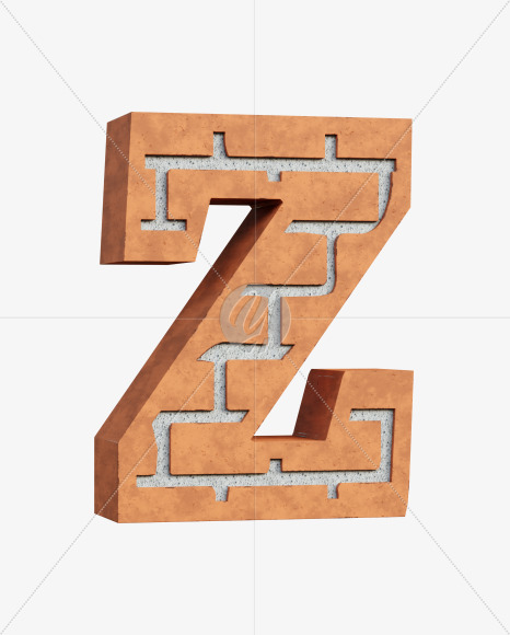 Letter Z from Red Brick Alphabet on Yellow Images Creative Fonts - S66963