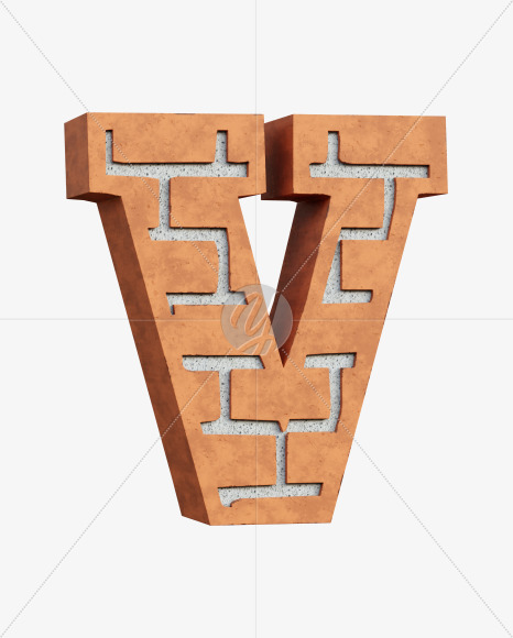 Letter V from Red Brick Alphabet on Yellow Images Creative Fonts - S66959
