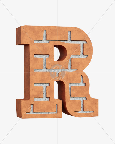 Letter R from Red Brick Alphabet on Yellow Images Creative Fonts - S66955