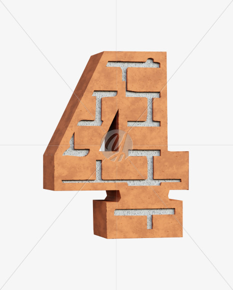 4 from Red Brick Alphabet on Yellow Images Creative Fonts - S66968