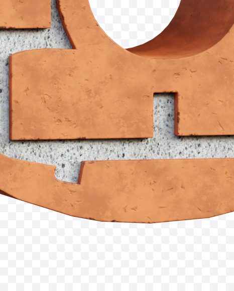 Letter U from Red Brick Alphabet on Yellow Images Creative Fonts - S66958