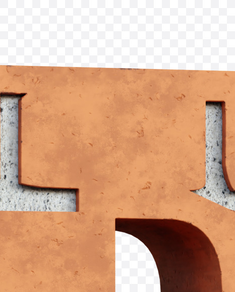 Letter P from Red Brick Alphabet on Yellow Images Creative Fonts - S66953