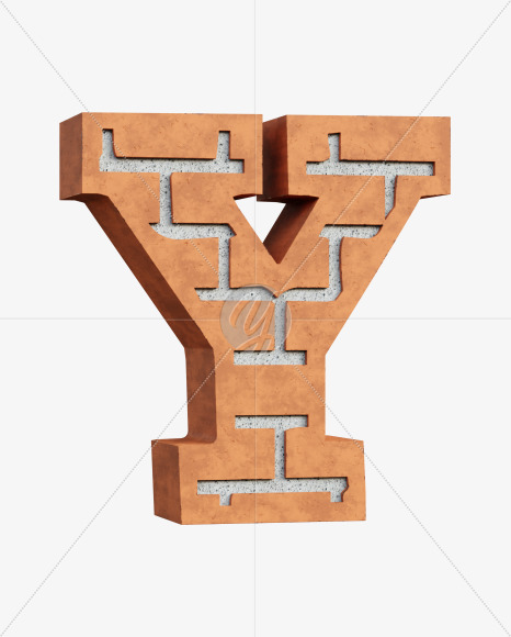 Letter Y from Red Brick Alphabet on Yellow Images Creative Fonts - S66962
