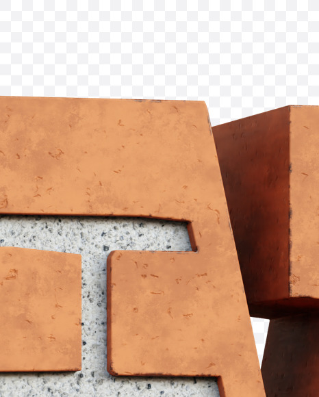 Letter W from Red Brick Alphabet on Yellow Images Creative Fonts - S66960