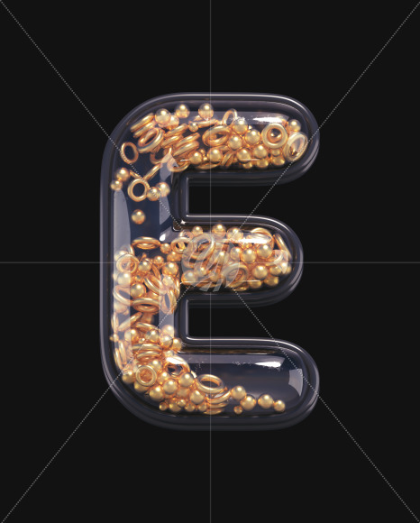 Letter E from Black & Gold font on Yellow Images Creative Fonts - S67525