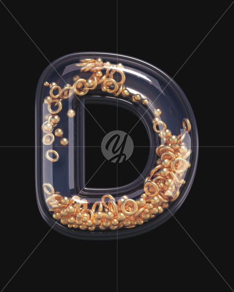 Letter D from Black & Gold font on Yellow Images Creative Fonts - S67524