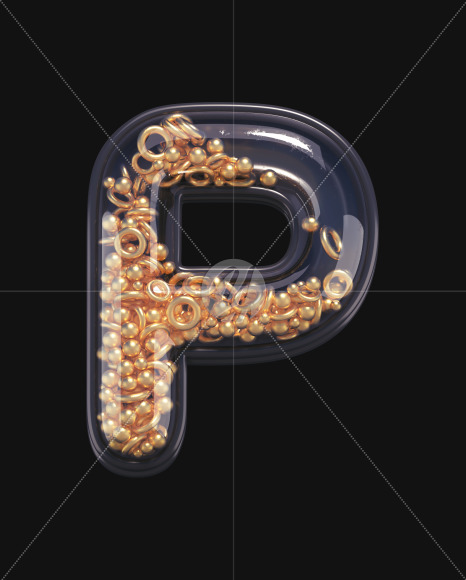 Letter P from Black & Gold font on Yellow Images Creative Fonts - S67536