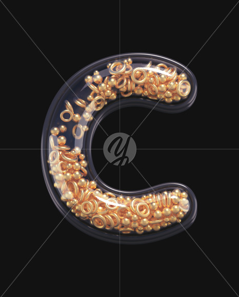 Letter C from Black & Gold font on Yellow Images Creative Fonts - S67523