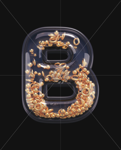 Letter B from Black & Gold font on Yellow Images Creative Fonts - S67522