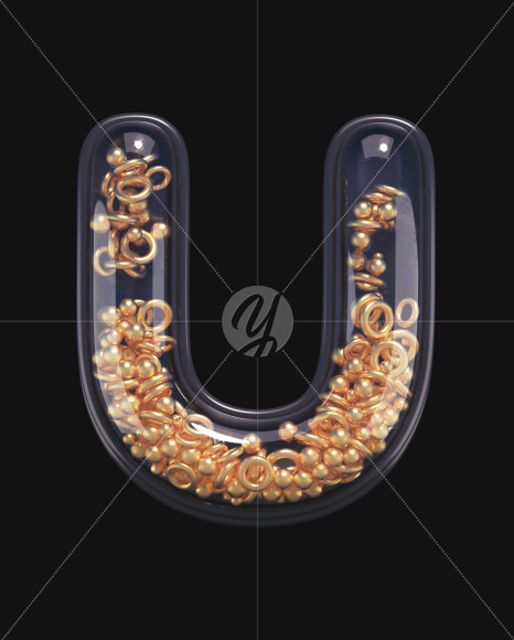 Letter U from Black & Gold font on Yellow Images Creative Fonts - S67541