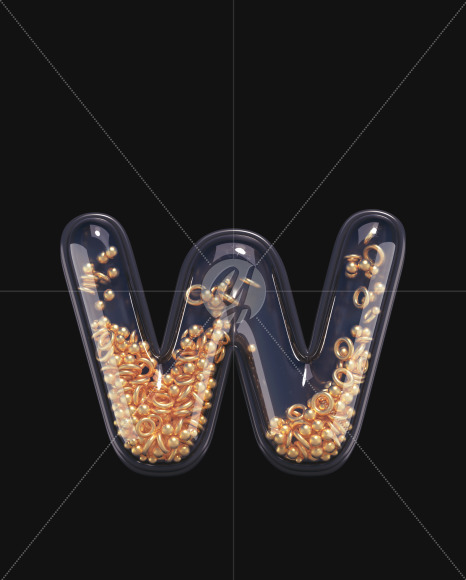 Letter W from Black & Gold font on Yellow Images Creative Fonts - S67543