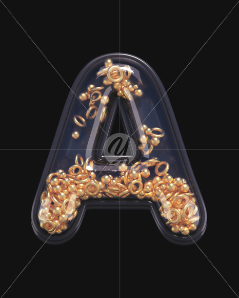 Letter A from Black & Gold font on Yellow Images Creative Fonts - S67521