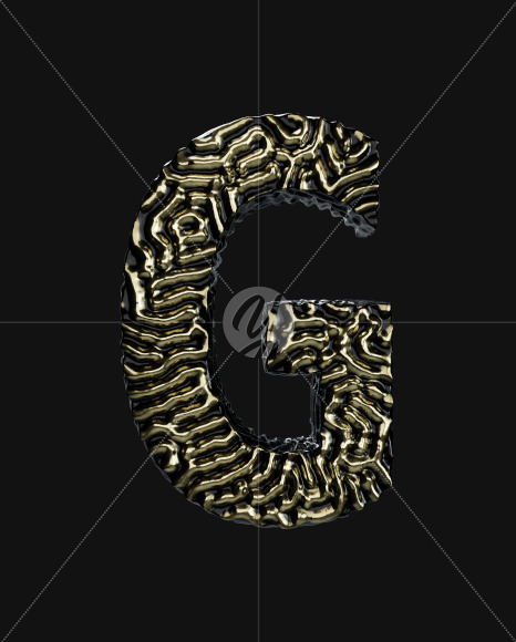 Letter G from Organic Pattern Gold on Yellow Images Creative Fonts - S67737