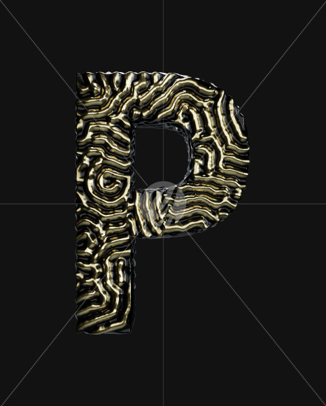 Letter P from Organic Pattern Gold on Yellow Images Creative Fonts - S67746