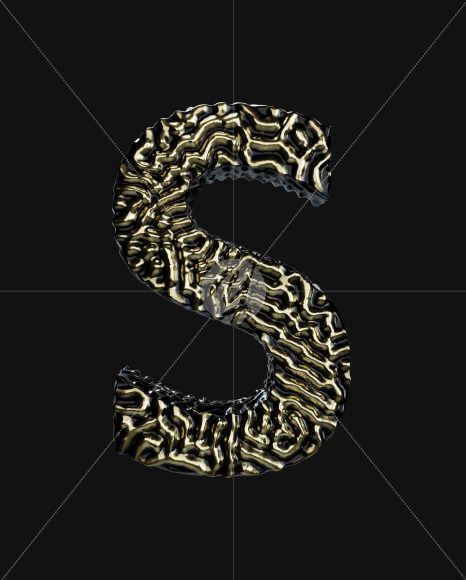 Letter S from Organic Pattern Gold on Yellow Images Creative Fonts - S67749