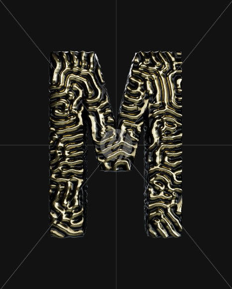 Letter M from Organic Pattern Gold on Yellow Images Creative Fonts - S67743