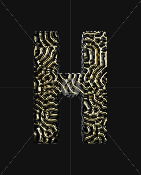 Letter H from Organic Pattern Gold on Yellow Images Creative Fonts - S67738