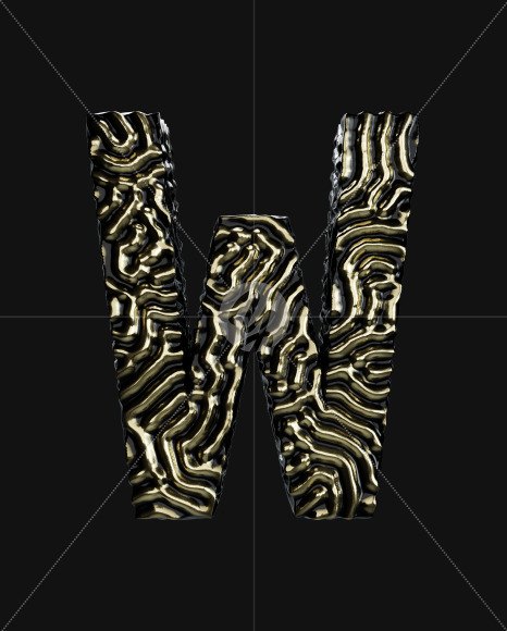 Letter W from Organic Pattern Gold on Yellow Images Creative Fonts - S67753