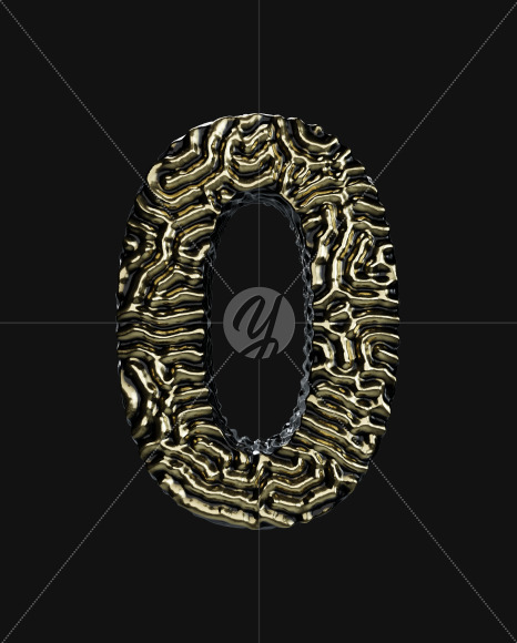 Letter O from Organic Pattern Gold on Yellow Images Creative Fonts - S67745