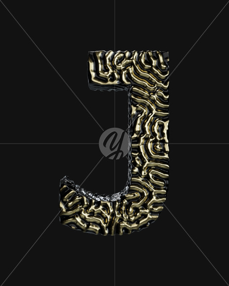 Letter J from Organic Pattern Gold on Yellow Images Creative Fonts - S67740