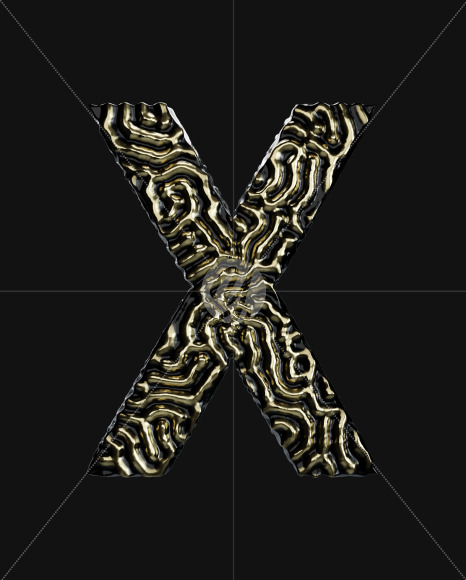 Letter X from Organic Pattern Gold on Yellow Images Creative Fonts - S67754