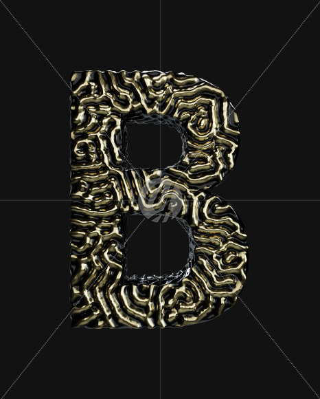 Letter B from Organic Pattern Gold on Yellow Images Creative Fonts - S67732