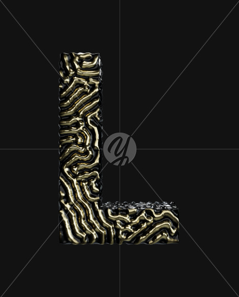 Letter L from Organic Pattern Gold on Yellow Images Creative Fonts - S67742