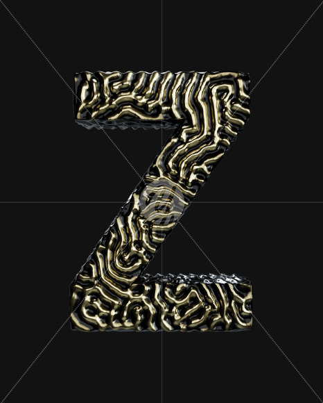 Letter Z from Organic Pattern Gold on Yellow Images Creative Fonts - S67756