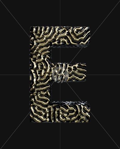 Letter E from Organic Pattern Gold on Yellow Images Creative Fonts - S67735