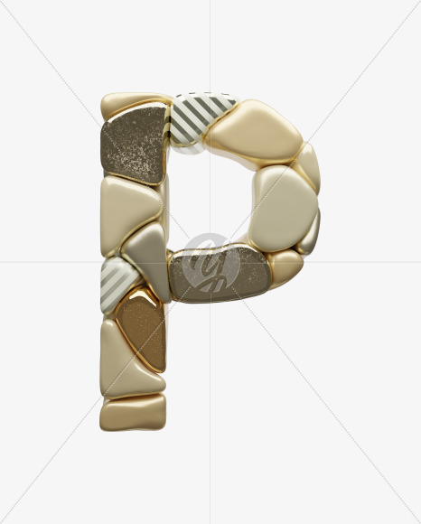 Letter P from Golden Shapes Font on Yellow Images Creative Fonts - S67870