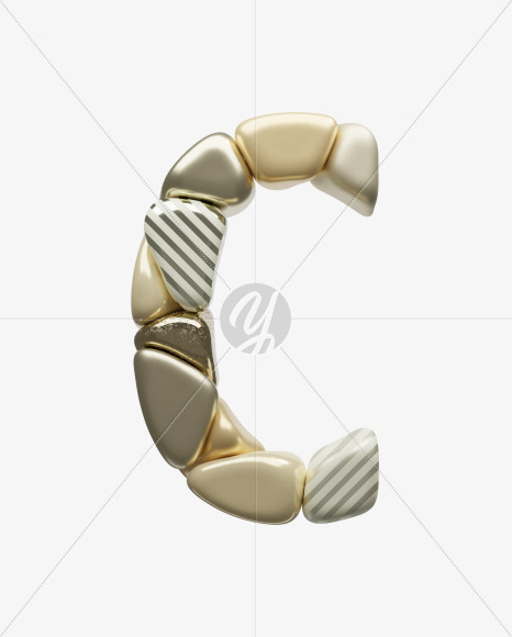 Letter C from Golden Shapes Font on Yellow Images Creative Fonts - S67857