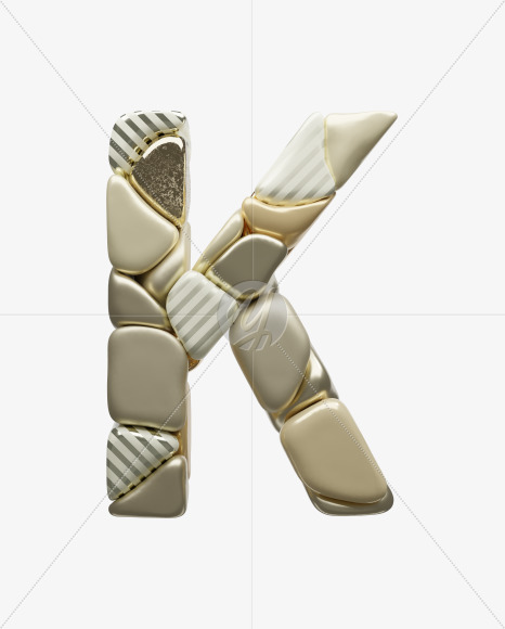 Letter K from Golden Shapes Font on Yellow Images Creative Fonts - S67865