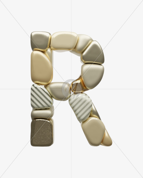 Letter R from Golden Shapes Font on Yellow Images Creative Fonts - S67872