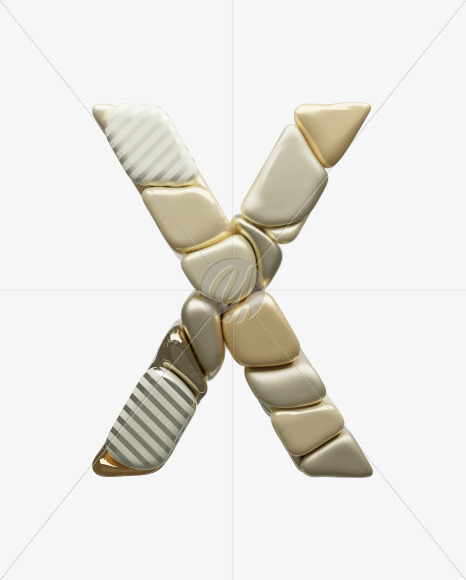 Letter X from Golden Shapes Font on Yellow Images Creative Fonts - S67878