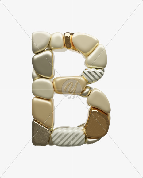 Letter B from Golden Shapes Font on Yellow Images Creative Fonts - S67856