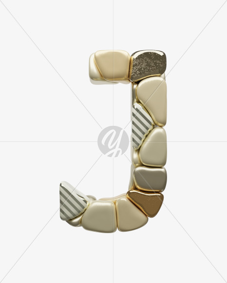 Letter J from Golden Shapes Font on Yellow Images Creative Fonts - S67864