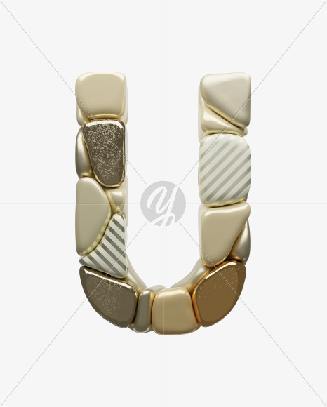 Letter U from Golden Shapes Font on Yellow Images Creative Fonts - S67875