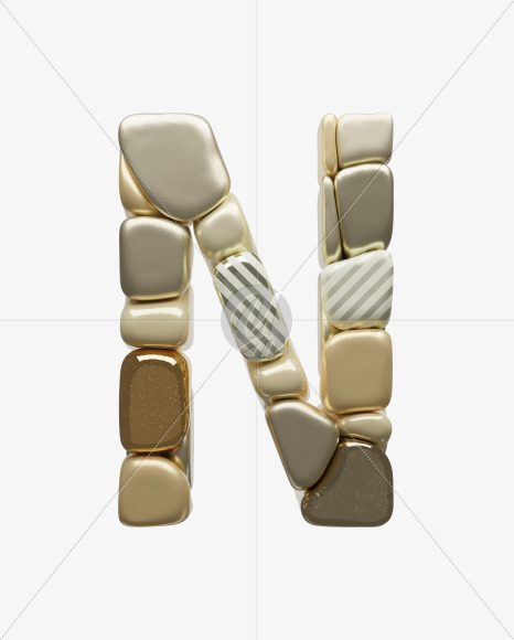 Letter N from Golden Shapes Font on Yellow Images Creative Fonts - S67868