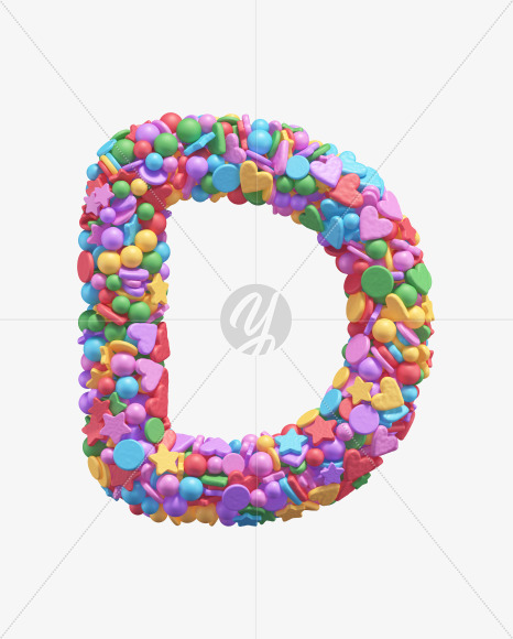 Letter D from Candy alphabet on Yellow Images Creative Fonts - S67901