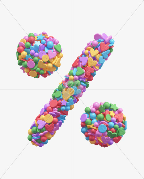 Percent from Candy alphabet on Yellow Images Creative Fonts - S67938