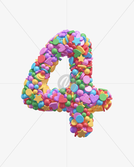 4 from Candy alphabet on Yellow Images Creative Fonts - S67927