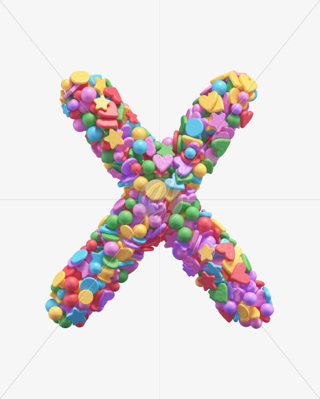 Letter X from Candy alphabet on Yellow Images Creative Fonts - S67921