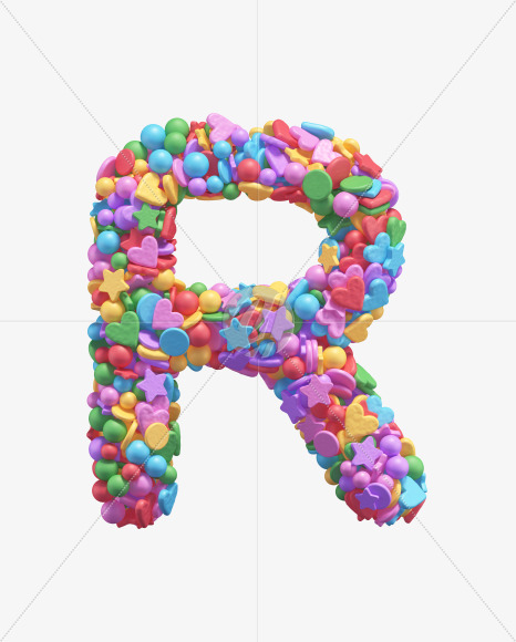 Letter R from Candy alphabet on Yellow Images Creative Fonts - S67915