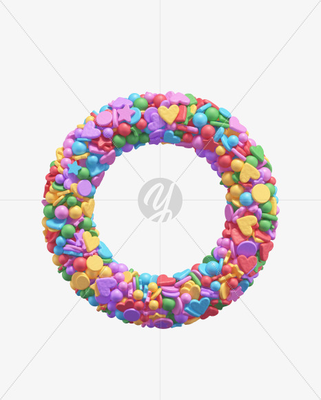 Letter O from Candy alphabet on Yellow Images Creative Fonts - S67912